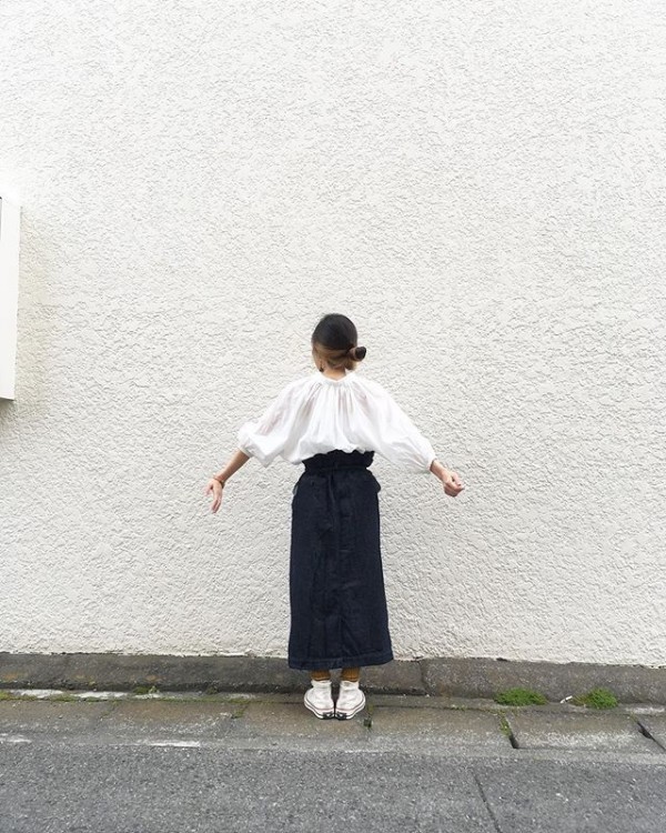 *new item♪*.*デニムのスカート入荷しました。ウエストがゴムでブラウスインにしやすいですね！**